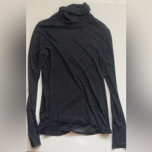 Dark navy blue Polka Dot Long Sleeve Top